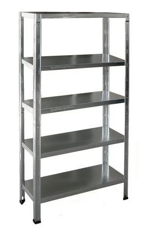 Scaffale metallico 60 cm con 4 montanti e 5 ripiani regolabili in acciaio zincato